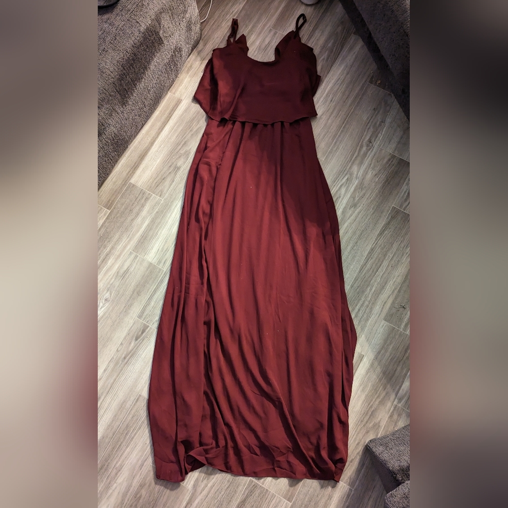 Bohme Tier Off the Shoulder Maxi Dress in Burgundy